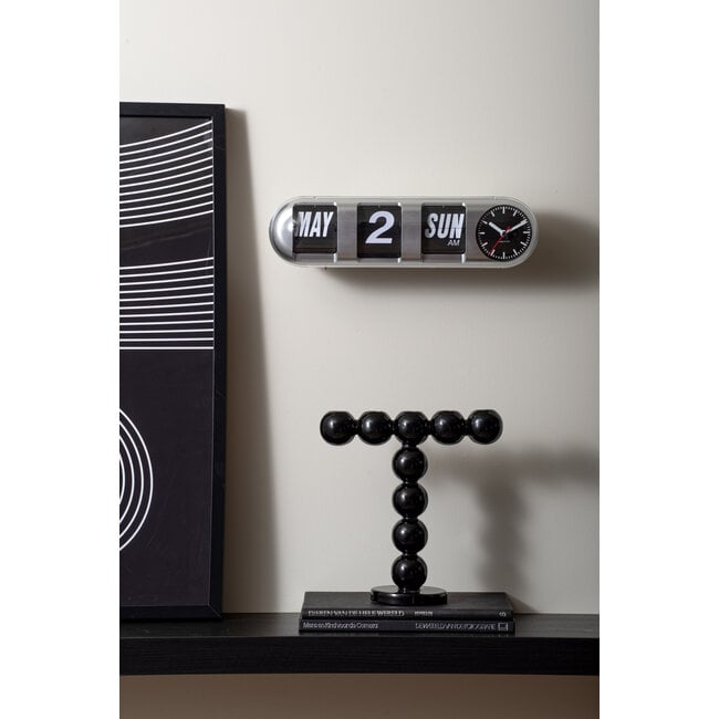 Karlsson Wandklok Tube Flip zilver