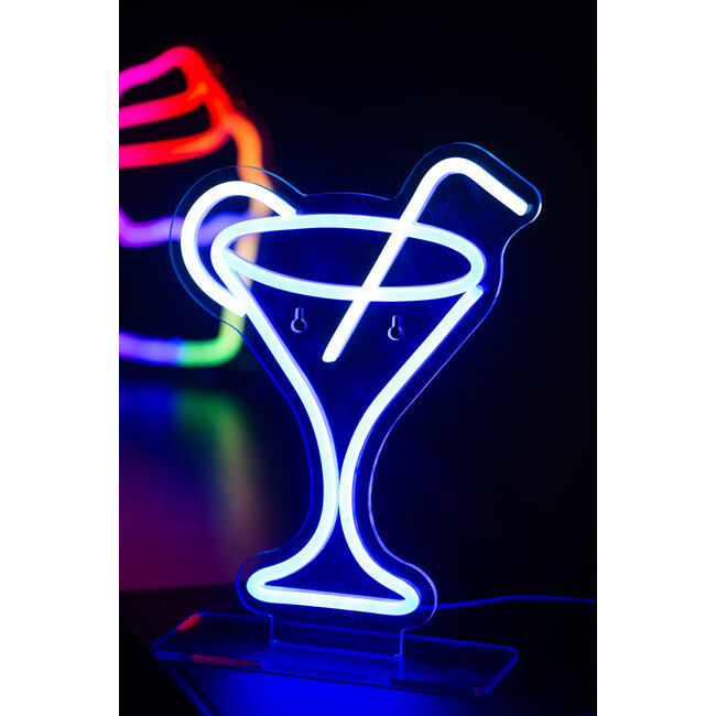 Leitmotiv Neon licht Cocktail met  blauw rietje