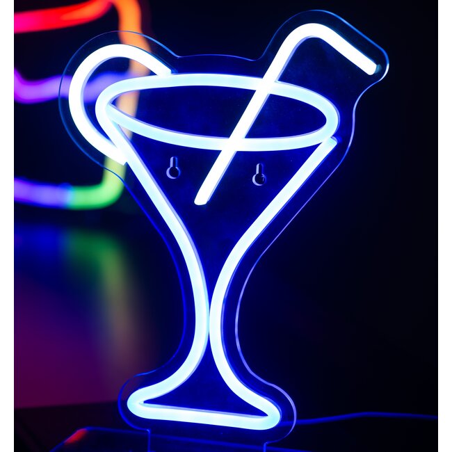 Leitmotiv Neon licht Cocktail met  blauw rietje