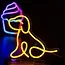 Leitmotiv Neon licht Zittende hond geel