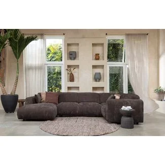 Woood CLOUD hoekbank rechts geweven chenille warm bruin