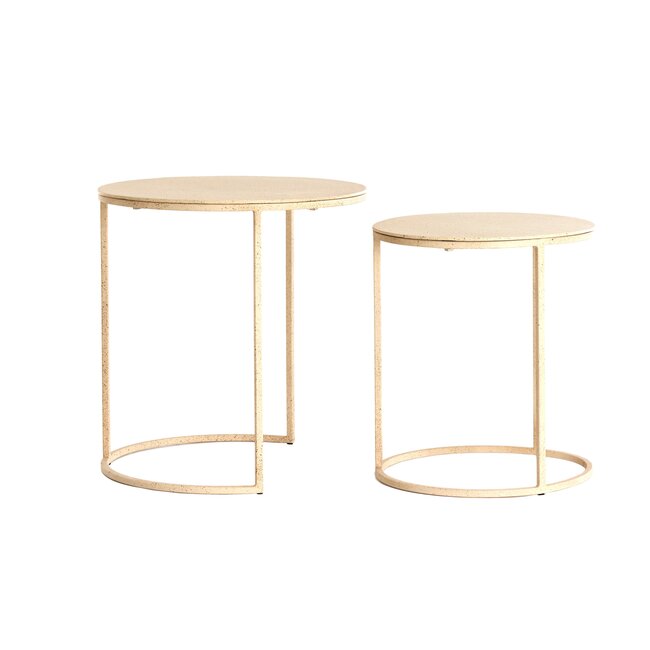 Light en Living Bijzettafel Set van 2 SADAR zand + lichtbruin gespikkeld
