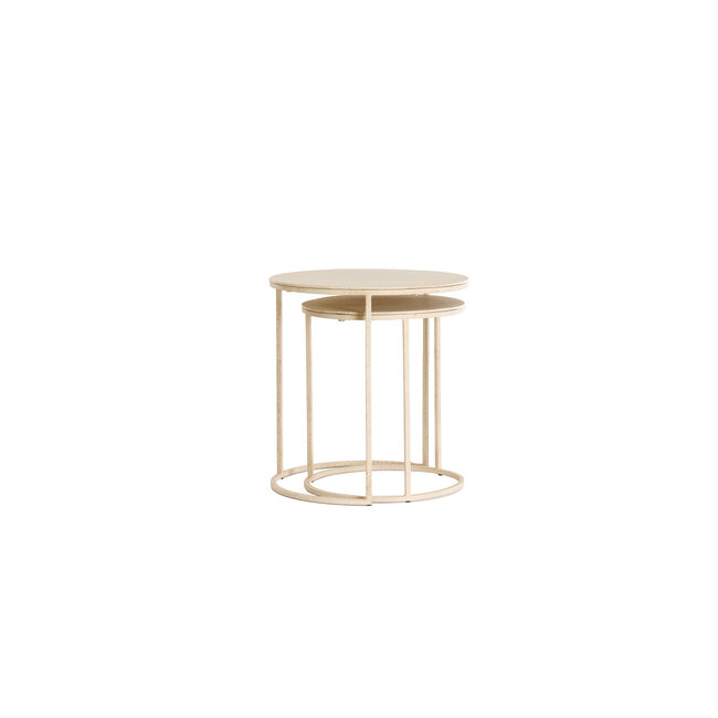 Light en Living Bijzettafel Set van 2 SADAR zand + lichtbruin gespikkeld