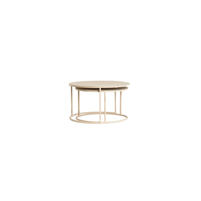 Light en Living Salontafel S/2 Ø65x38+Ø75x42 cm SADAR zand+l bruin gespikkld