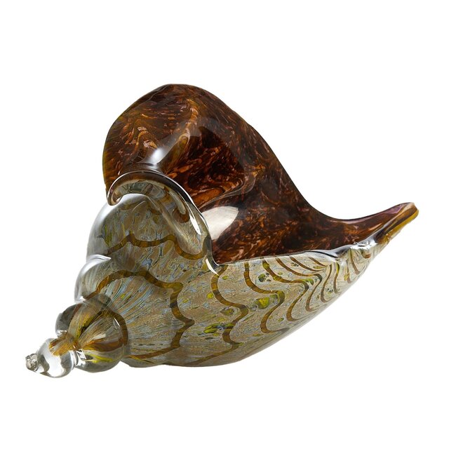 Light en Living Ornament 28x12x16 cm SHELL glas olijf  groen