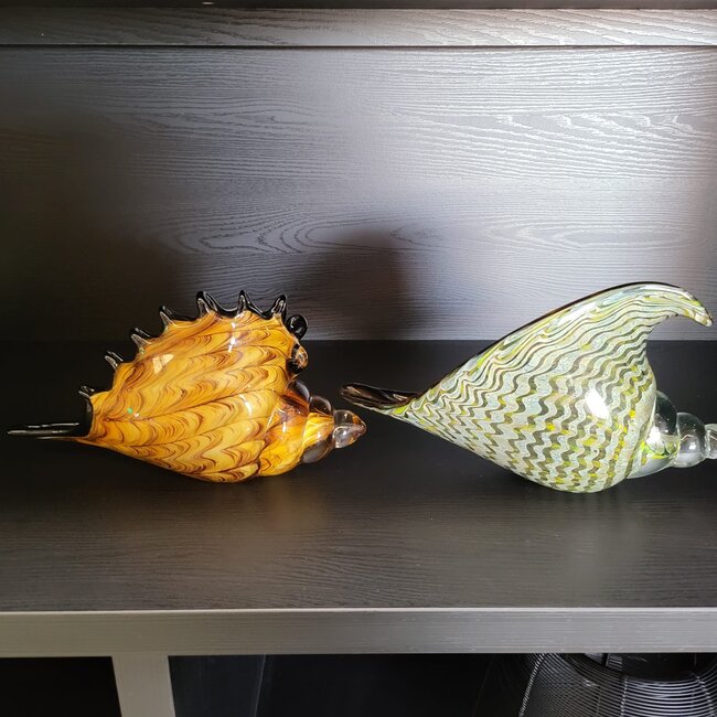 Light en Living Ornament 28x12x16 cm SHELL glas olijf  groen