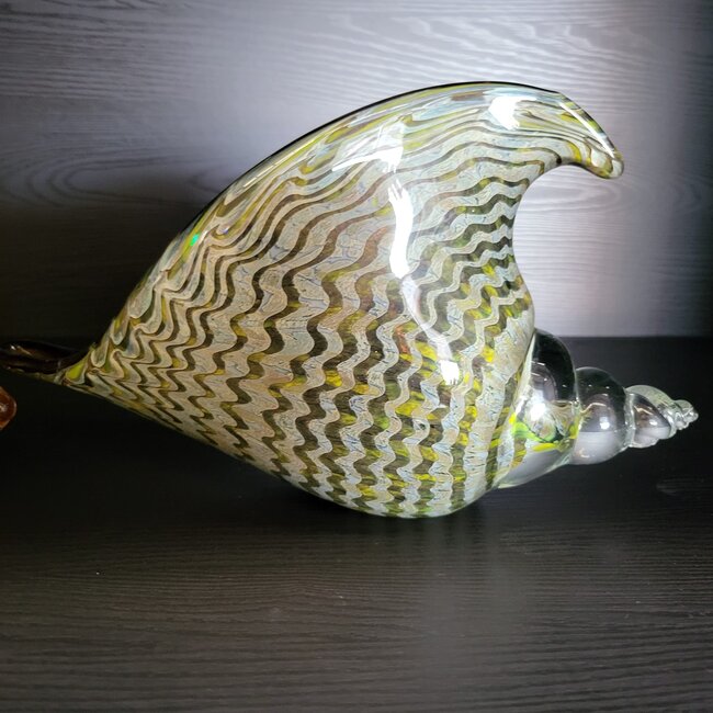 Light en Living Ornament 28x12x16 cm SHELL glas olijf  groen