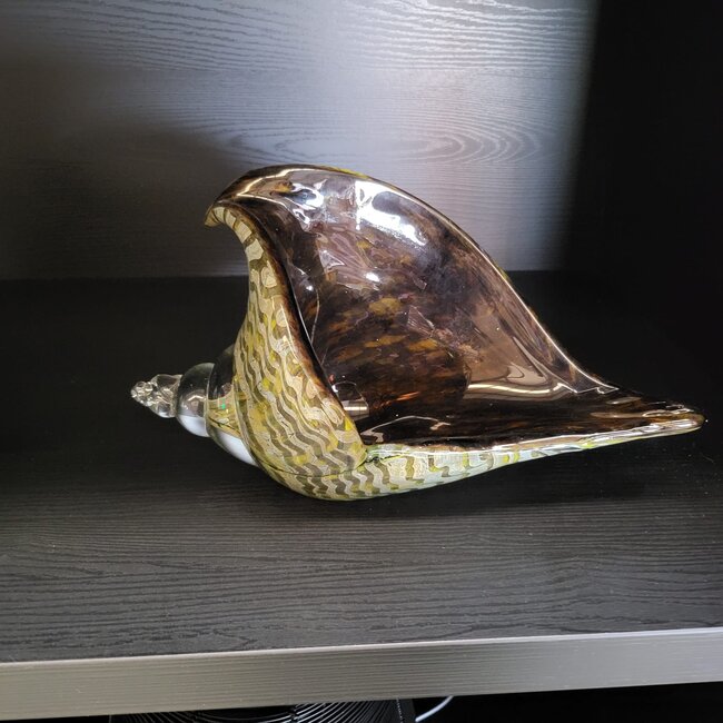 Light en Living Ornament 28x12x16 cm SHELL glas olijf  groen