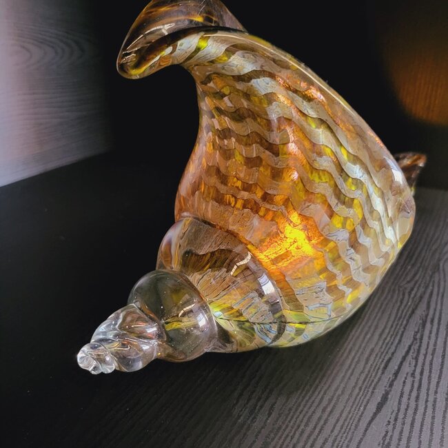 Light en Living Ornament 28x12x16 cm SHELL glas olijf  groen