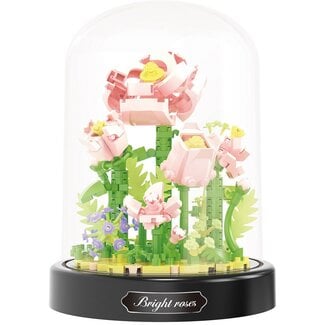Balody 3D bouwset Pink roses onder stolp