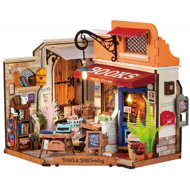 Robotime Houten bouwpakket Corner Bookstore