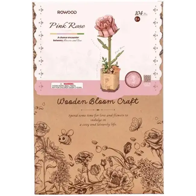 Robotime Houten Bouwpakket Pink Rose