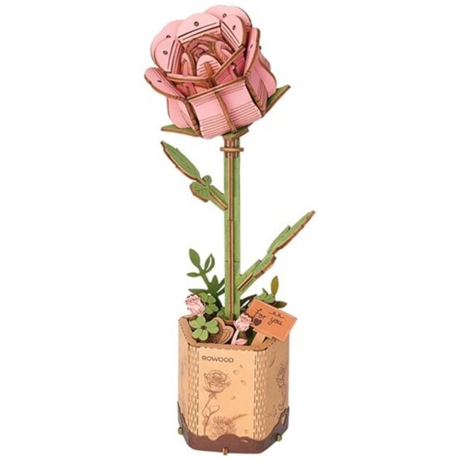 Robotime Houten Bouwpakket Pink Rose