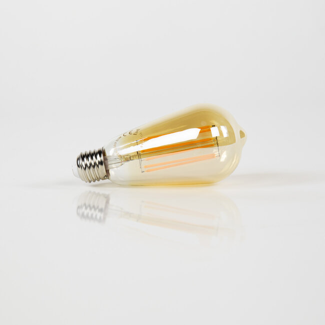 WoonStijl Lichtbron LED filament druppel - E27 6W 2100K 450lm dimbaar / Amberkleurig glas
