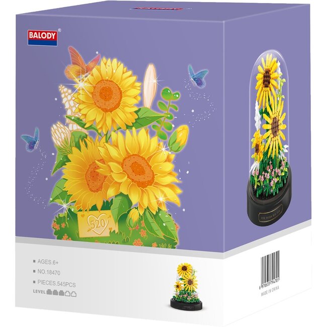 Balody Bouwset Yellow Sunflowers onder stolp