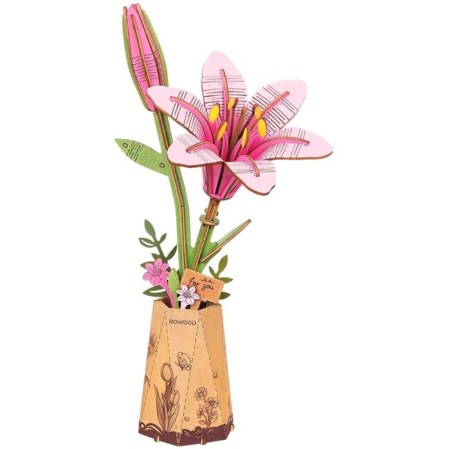 Robotime Houten Bouwpakket Pink Lily