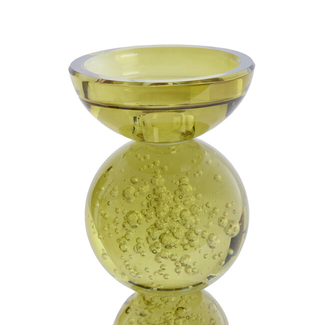 Light en Living Kaarsenhouder Ø9,5x34 cm ITINGA glas bubbel olijf groen