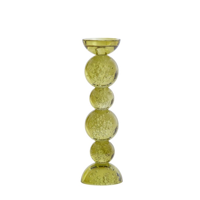 Light en Living Kaarsenhouder Ø9,5x34 cm ITINGA glas bubbel olijf groen