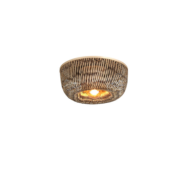 Good&Mojo Plafondlamp Barbados bamboe/halfrond kap ø35xh.15cm naturel/bruin