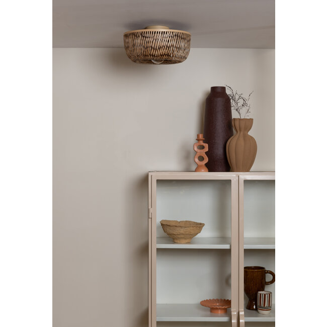 Good&Mojo Plafondlamp Barbados bamboe/halfrond kap ø35xh.15cm naturel/bruin