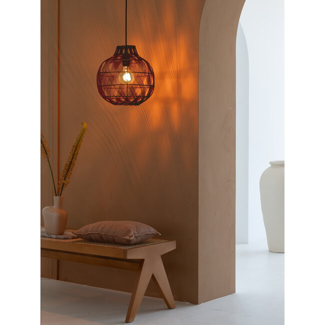 Good&Mojo Hanglamp Mendoza bamboe ø35xh.35cm burgundy S