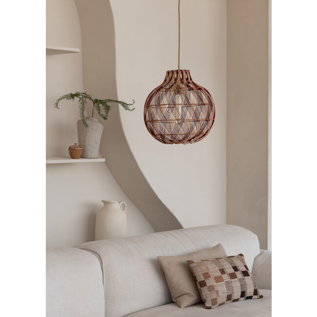 Good&Mojo Hanglamp Mendoza bamboe/kap ø35xh.35cm nat/burgundy. S