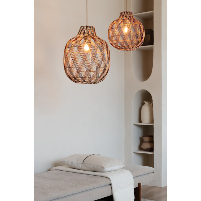 Good&Mojo Hanglamp Mendoza bamboe/kap ø35xh.35cm nat/burgundy. S