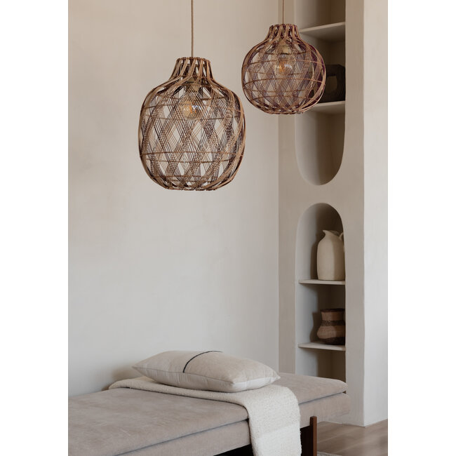Good&Mojo Hanglamp Mendoza bamboe/kap ø35xh.35cm nat/burgundy. S