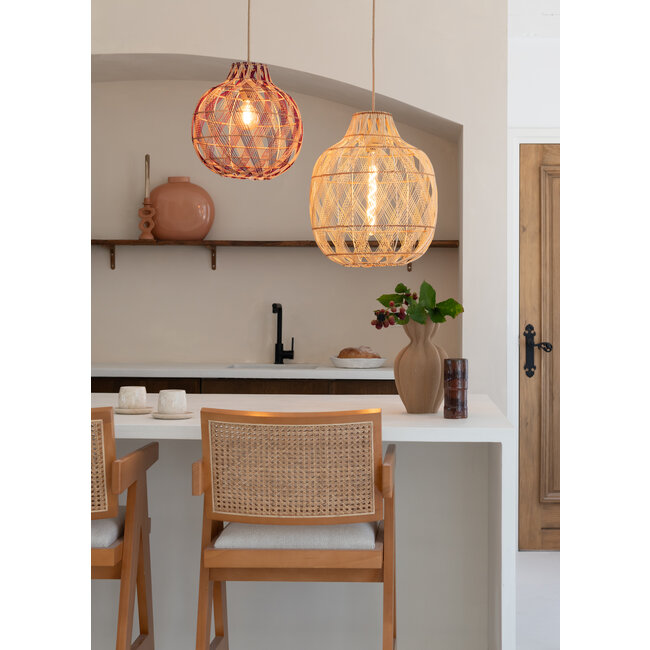 Good&Mojo Hanglamp Mendoza bamboe/kap ø35xh.35cm nat/burgundy. S