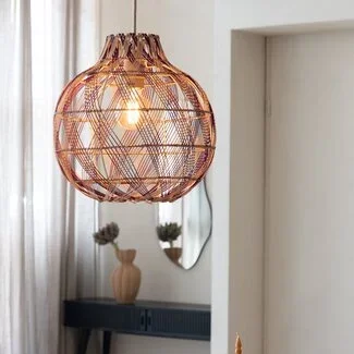 Good&Mojo Hanglamp Mendoza bamboe ø35xh.35cm nat/burgundy. S