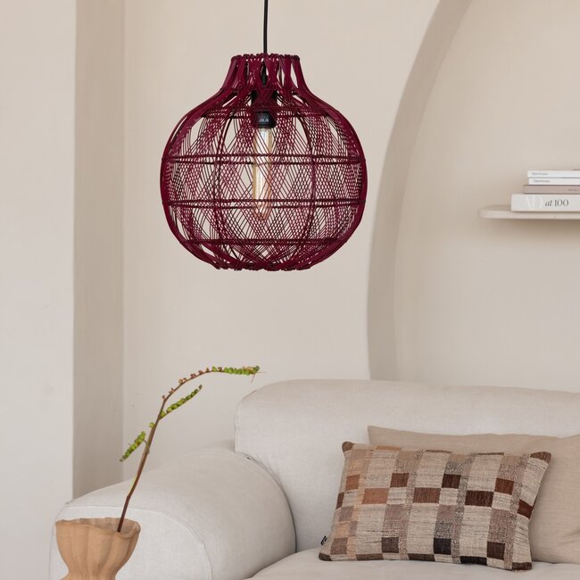 Good&Mojo Hanglamp Mendoza bamboe ø35xh.35cm burgundy S
