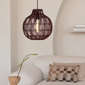 Good&Mojo Hanglamp Mendoza bamboe ø35xh.35cm burgundy S