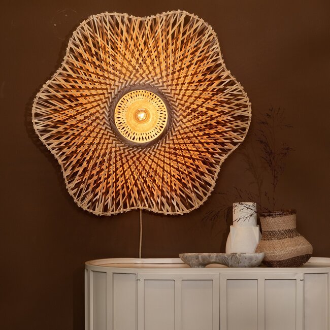 Good&Mojo Wandlamp Madura bamboe ø87x20cm naturel bruin L