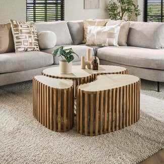WoonStijl Salontafel set van 3 niervorm Nuovo travertin
