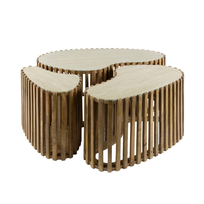 WoonStijl Salontafel set van 3 niervorm Nuovo travertin