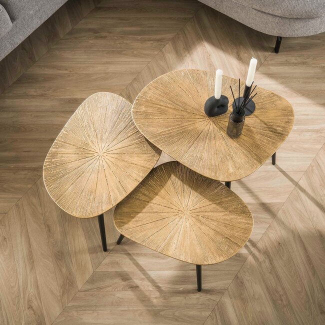WoonStijl Salontafel set van 3 vierhoekig ray metal
