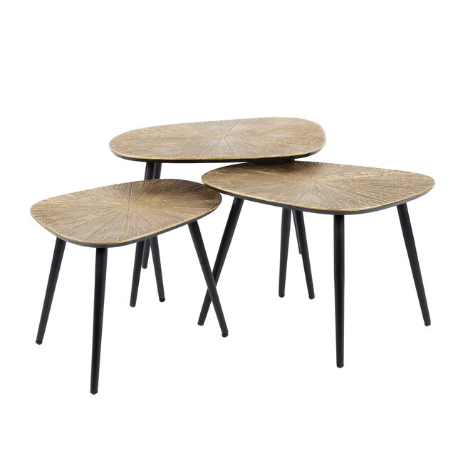 WoonStijl Salontafel set van 3 vierhoekig ray metal