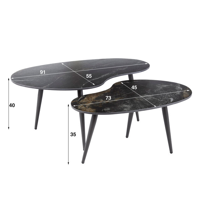 WoonStijl Salontafel set van 2 niervormig fossil