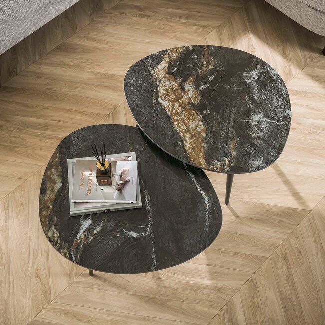 WoonStijl Salontafel set van 2 organisch fossil