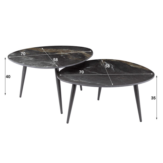WoonStijl Salontafel set van 2 organisch fossil