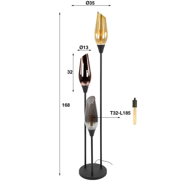 WoonStijl Vloerlamp cocoon mix glass
