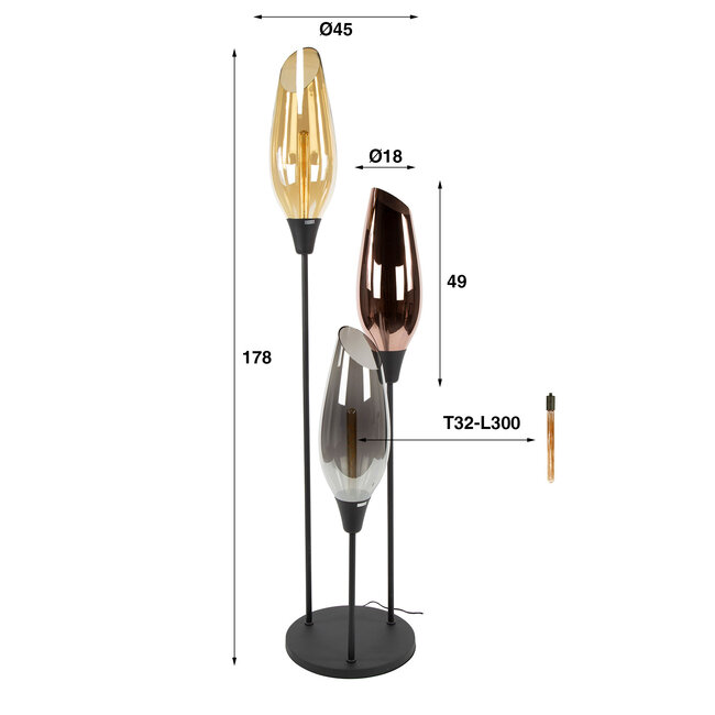 WoonStijl Vloerlamp cocoon XL mix glass