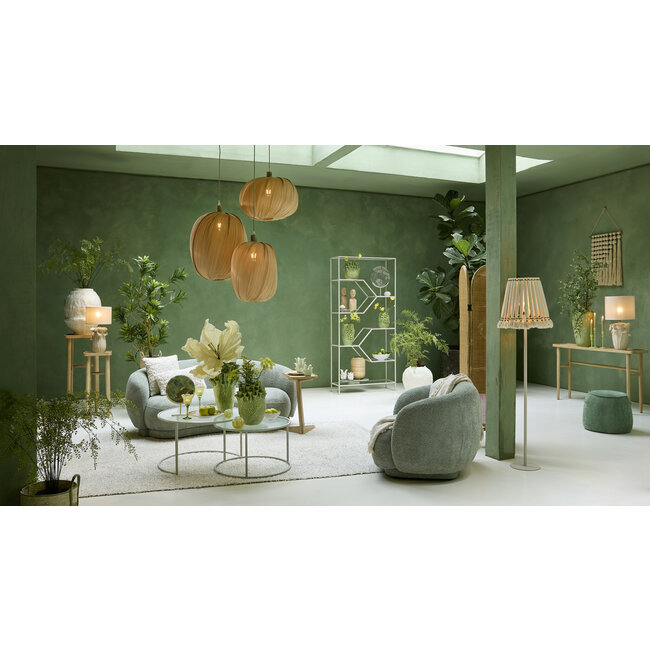 Light en Living Ornament op voet 25x10x35 cm GOUYA - Groen agaat en crème