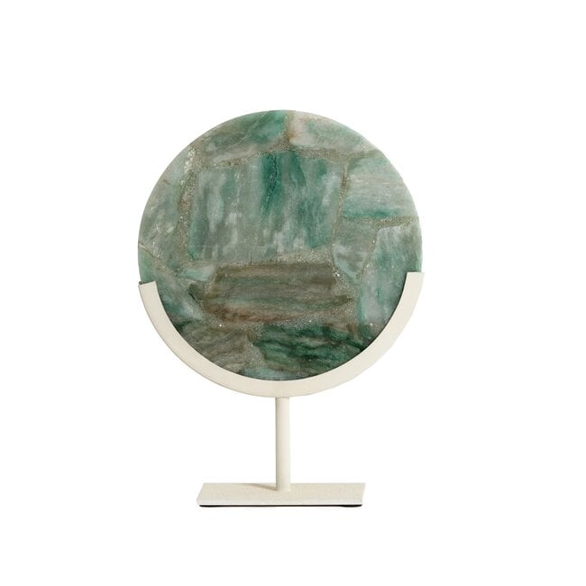 Light en Living Ornament op voet 25x10x35 cm GOUYA - Groen agaat en crème