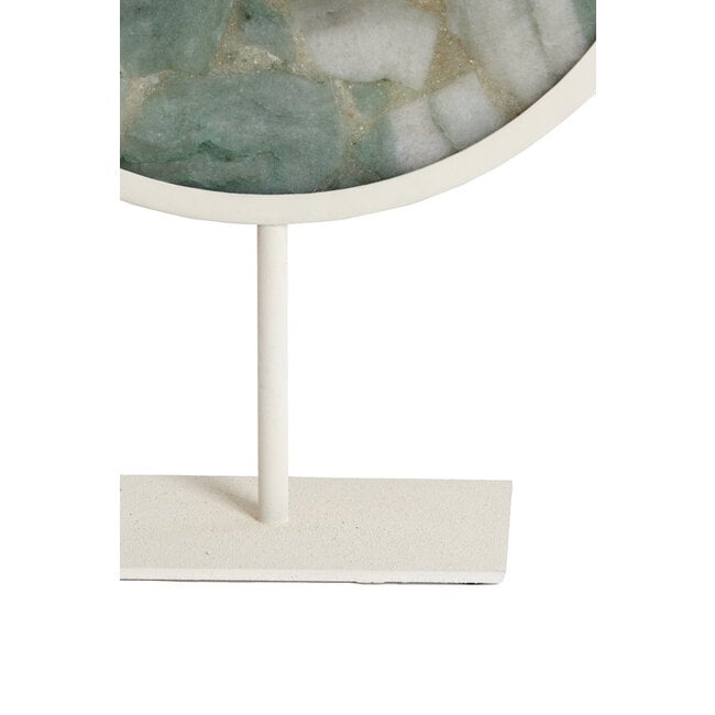 Light en Living Ornament op voet 25x10x35 cm GOUYA - Groen agaat en crème