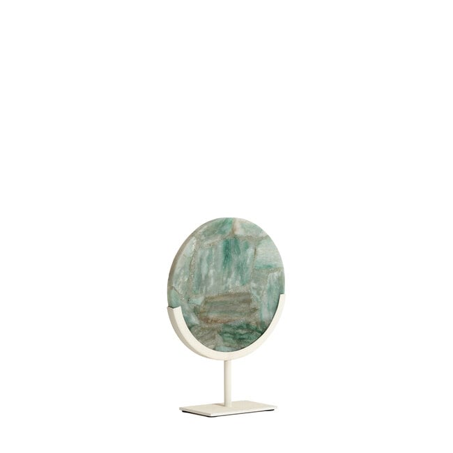 Light en Living Ornament op voet 25x10x35 cm GOUYA - Groen agaat en crème