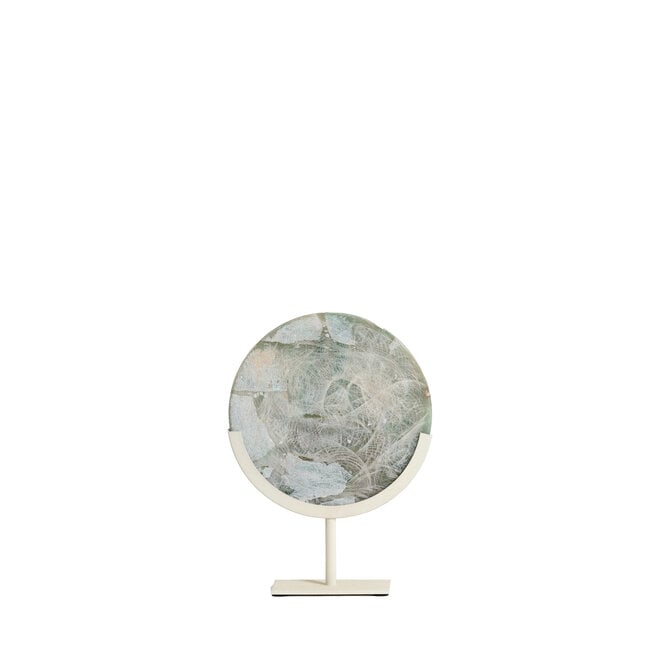 Light en Living Ornament op voet 25x10x35 cm GOUYA - Groen agaat en crème