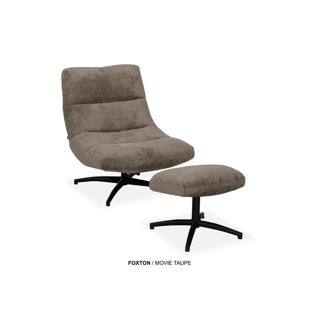 WoonMax Fauteuil + Hocker Foxton - Comfortabele Draaifauteuil in Movie Stof