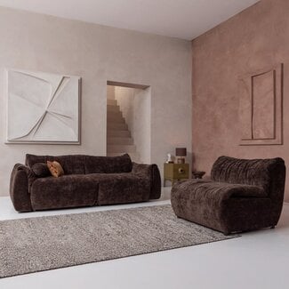 Woood Baggy 2-zits bank 3d chenille donkerbruin