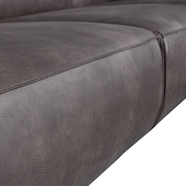 Woood Statement 3-zits bank 230 cm lederlook donkergrijs